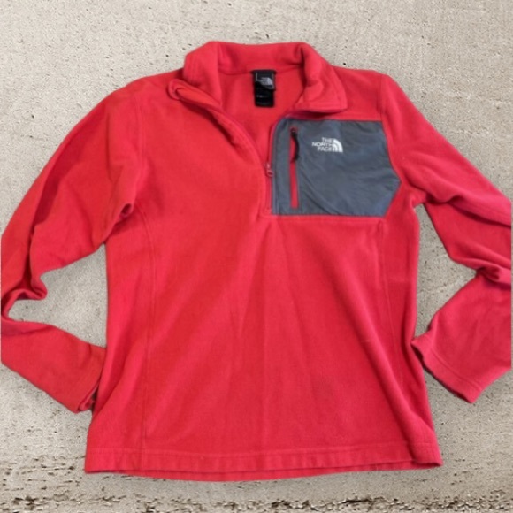 The North Face Red/Gray Holata 1/4 Zip Fleece Pullover Shirt Mens Size Small - Picture 1 of 7
